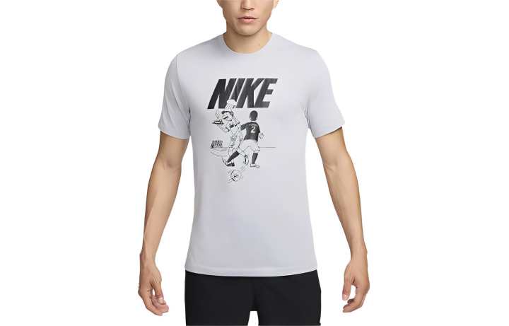 Nike Nike T Shirts Men's Wolf Gray Crew Neck Moderate Straight Fit