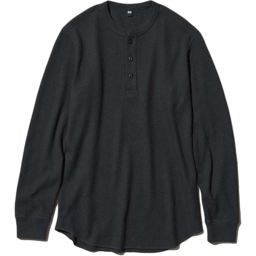 UNIQLO Knitwear Unisex Black Henry Collar Moderate Other
