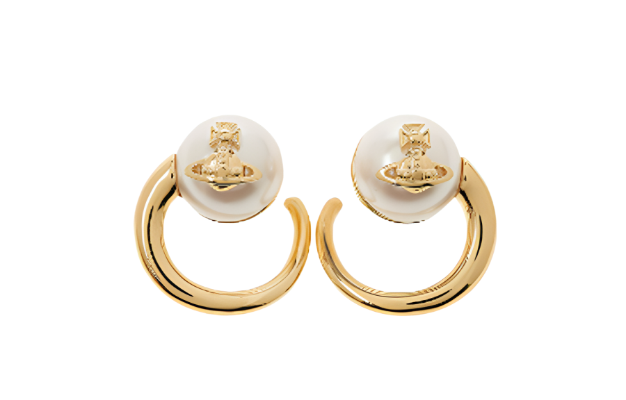 Vivienne Westwood Brass Earrings Women's Gold/White