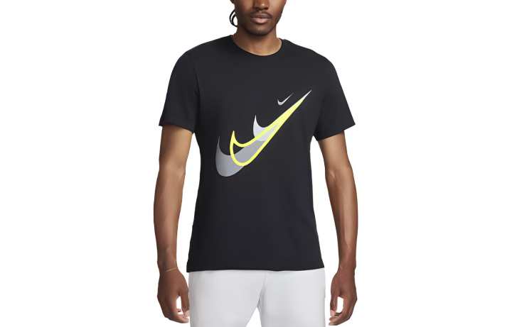 Nike Nike T Shirts Men's Black Crew Neck Moderate Straight Fit