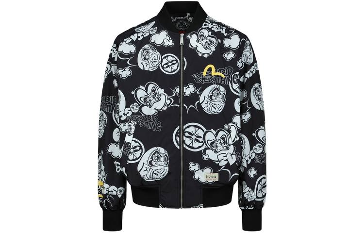 EVISU EVISU Jackets Men's Black All Over Print Baseball Collar Moderate Other