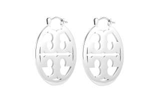 TORY BURCH Brass, Silver Plated 18K Gold Plated Earrings Women's Silver