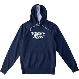 Tommy Hilfiger Letter Print Fashion Hooded Pullover Fleece Lined Sweatshirt Men's Navy Blue