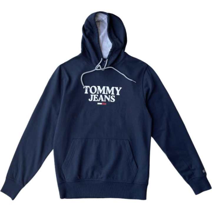 Tommy Hilfiger Tommy Hilfiger Letter Print Fashion Hooded Pullover Fleece Lined Sweatshirt Men's Navy Blue