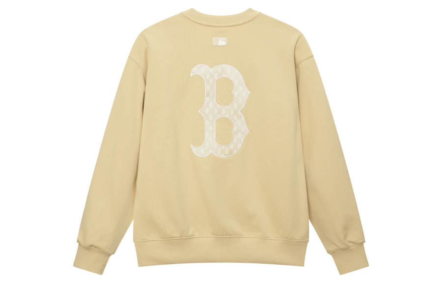 MLB MONOGRAM Collection Boston Red Sox SS25 Crew Neck Sweatshirt Unisex Light Beige Yellow