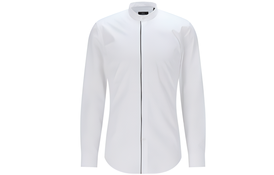HUGO BOSS Shirts Men's White Stand Collar Moderate Shirt