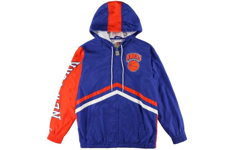 Mitchell Ness Mitchell Ness Jackets Men's Blue Hooded Moderate Straight Fit