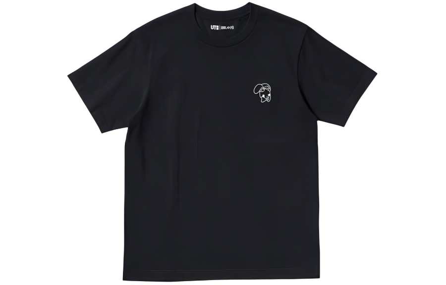 UNIQLO T Shirts Men's Black Crew Neck Moderate
