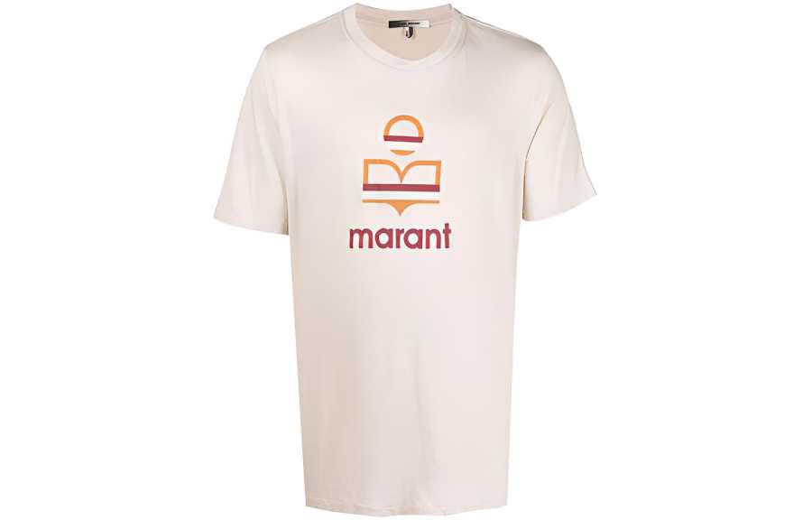 ISABEL MARANT T Shirts Men's Beige Crew Neck Moderate Straight Fit