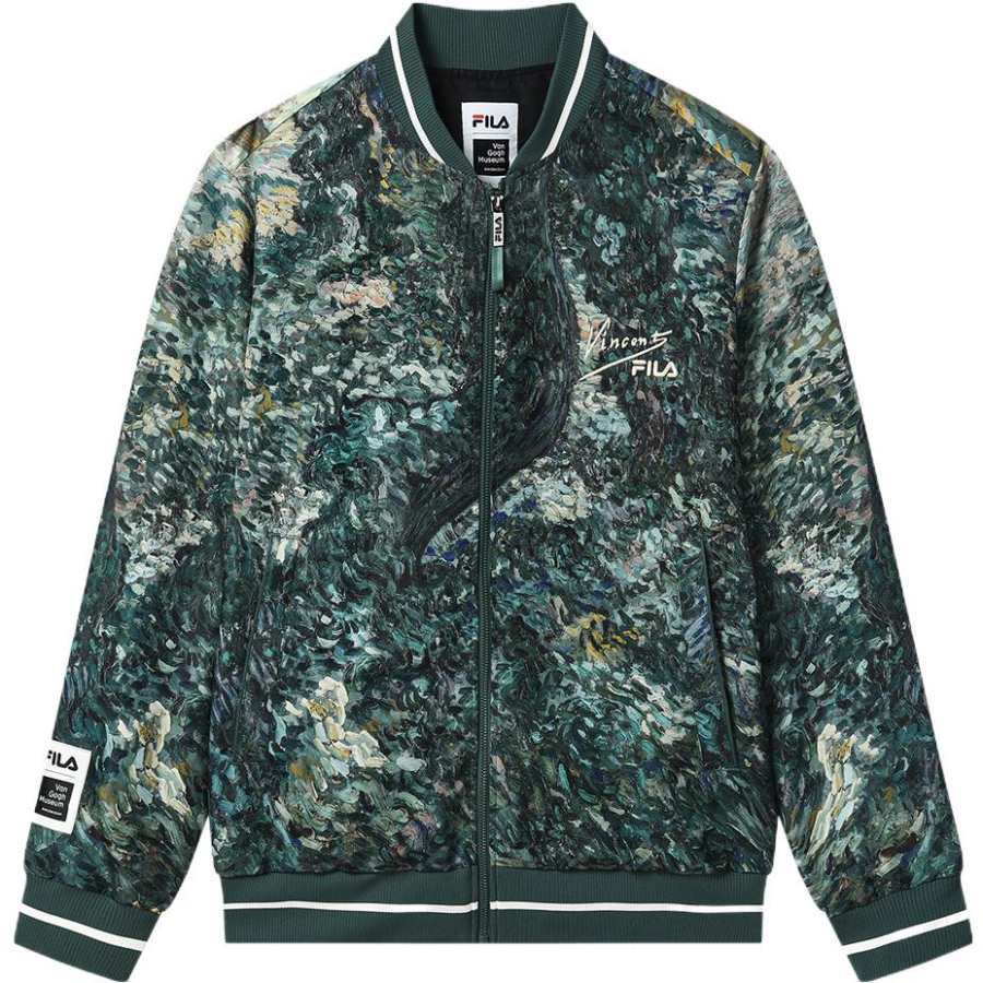 FILA Van Gogh Collaboration Collection Van Gogh Museum 2.0 Jacket Men's Peacock Green