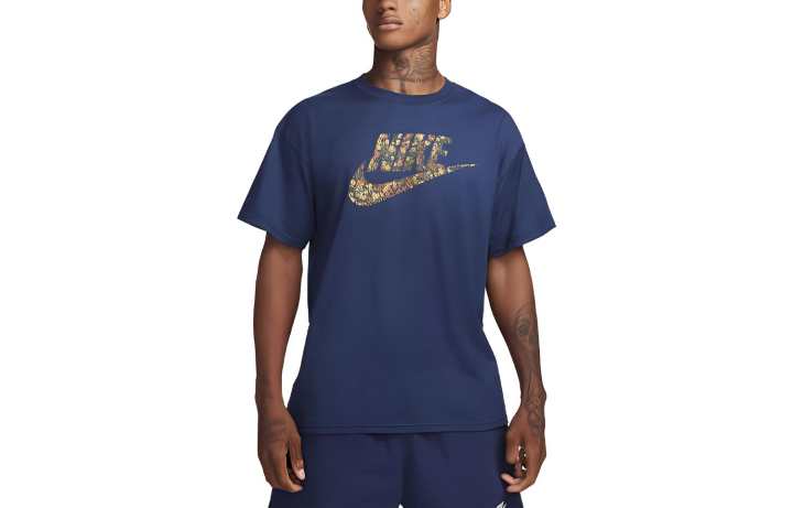 Nike Nike T Shirts Men's Marine Blue Crew Neck Moderate Straight Fit