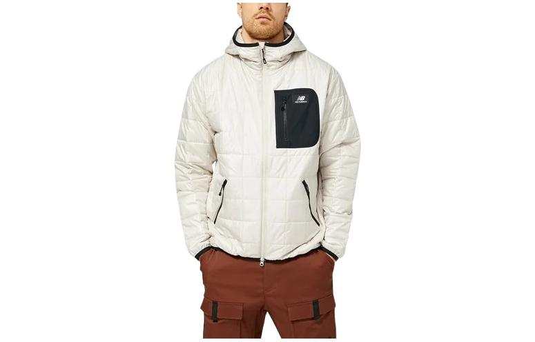 New Balance New Balance At Jackets Men's White Hooded Moderate Straight Fit