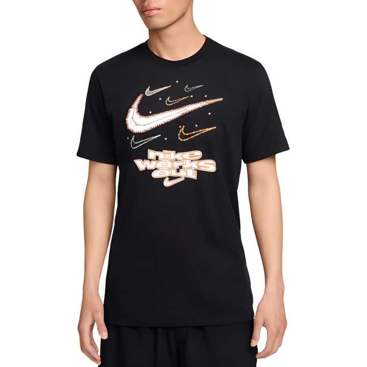 Nike Nike T Shirts Men's Black Crew Neck Moderate Straight Fit