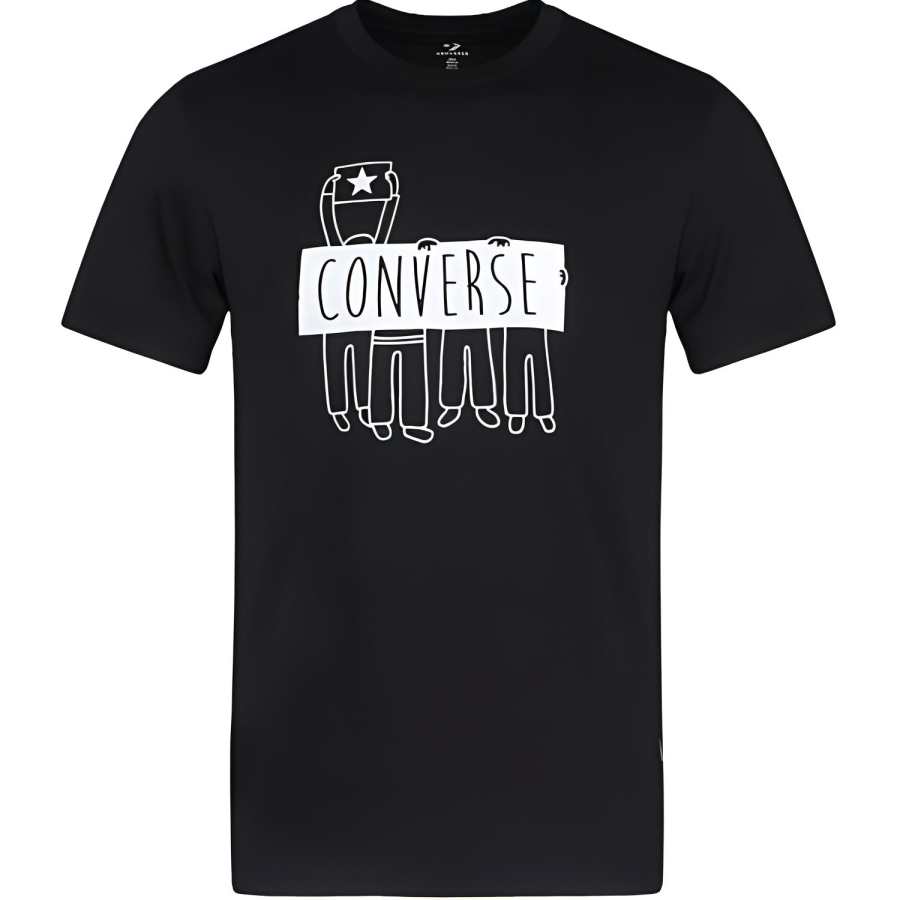 Converse Converse T Shirts Men's Black Crew Neck Moderate