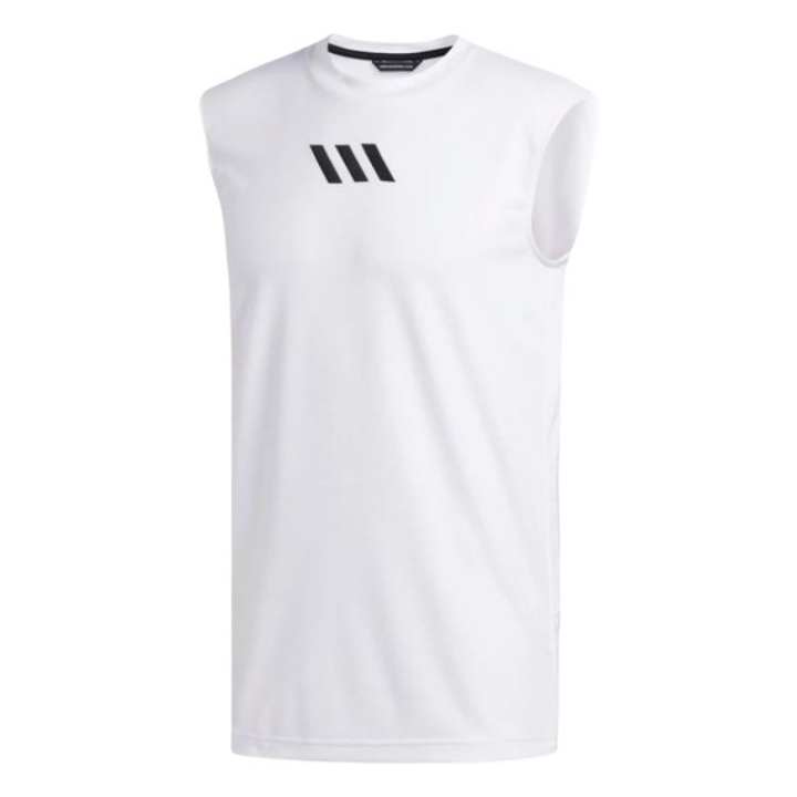 Adidas Adidas Tank Tops Men's White Crew Neck Moderate Straight Fit