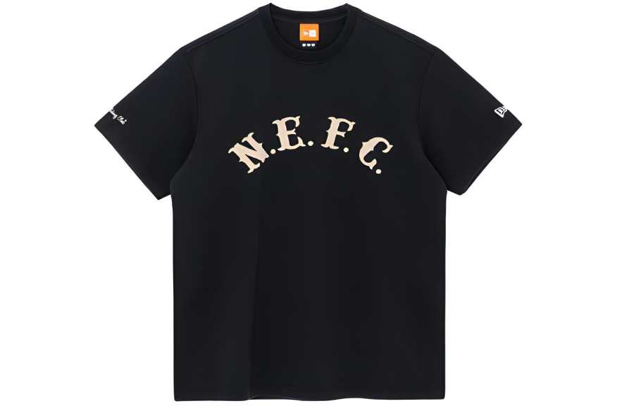 New Era Letter Print T Shirt Men's Black