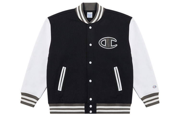 Champion FW22 Champion Thickened And Fleece Lined, Large Logo Print Open Collar Coat Casual Sports Thermal Thickened