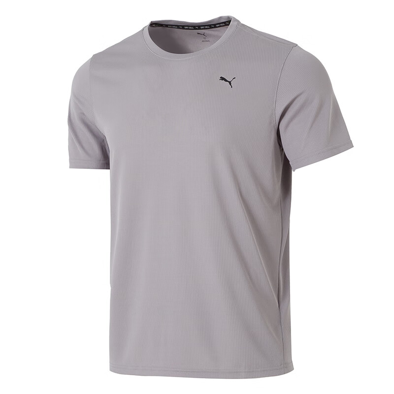 PUMA T Shirts Men's Gray Crew Neck Moderate