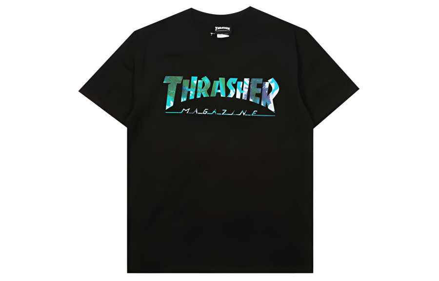 Thrasher Crew Neck Loose Fit Straight Fit Short Sleeved T Shirt Japan Version Unisex Black Couple's