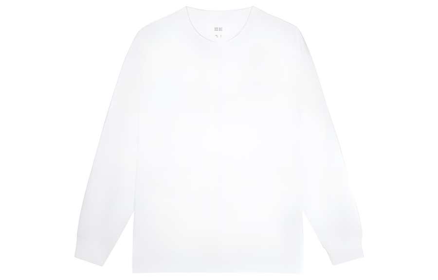UNIQLO T Shirts Men's White Crew Neck Moderate Straight Fit