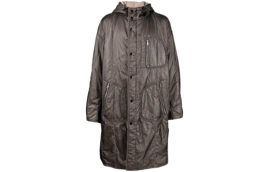 DIESEL Jackets Men's Gray Hooded Non Detachable Moderate Other