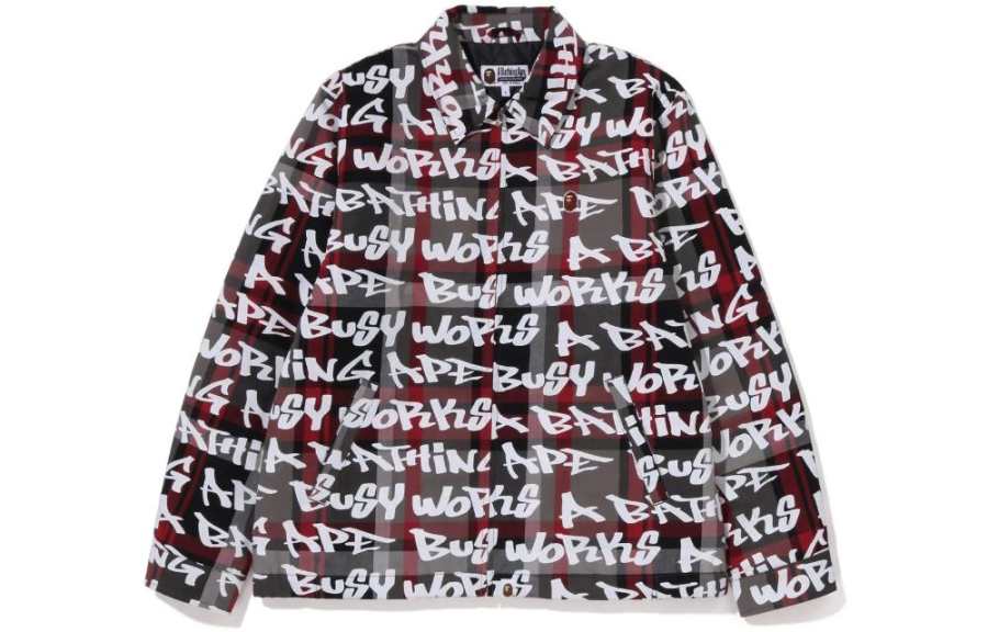 A BATHING APE Bape One Point Bape Graffiti Check Zip Jacket