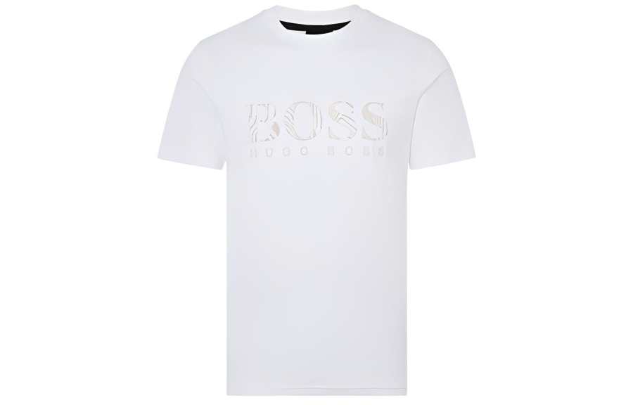 HUGO BOSS T Shirts Men's White Crew Neck Moderate Straight Fit