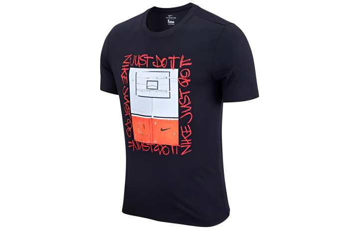 Nike Nike T Shirts Men's Black Crew Neck Moderate Straight Fit