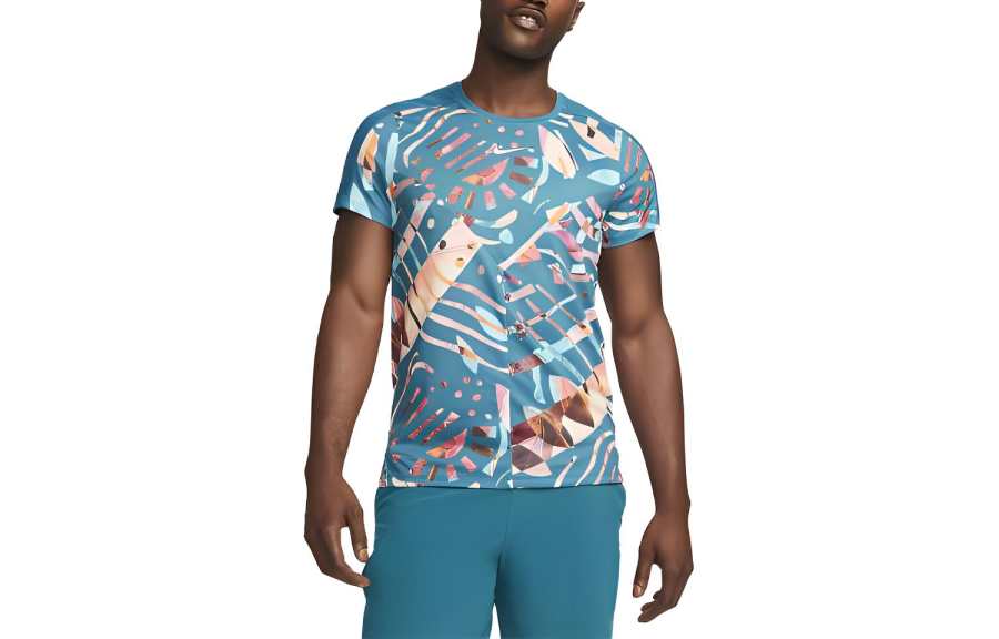 Nike Nike T Shirts Men's Earthy Blue Crew Neck Moderate Straight Fit