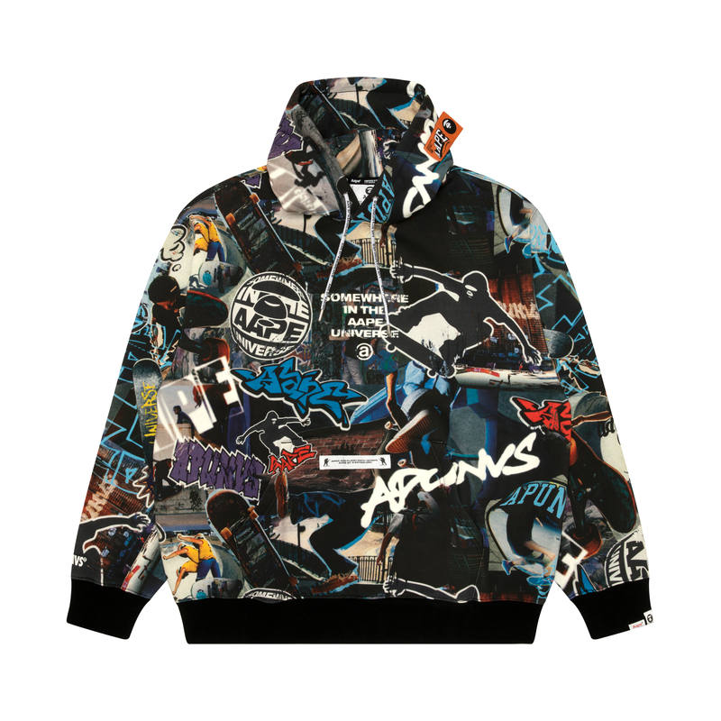 Aape Aape Moonface-logo graffiti-print hoodie