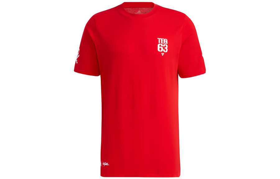 Adidas Adidas T Shirts Men's Red Crew Neck Moderate Straight Fit