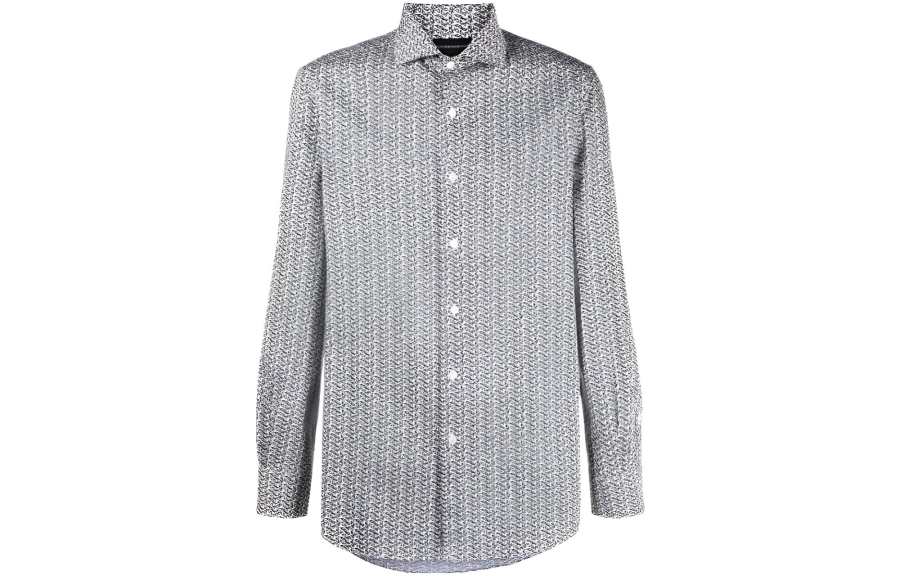 EMPORIO ARMANI Shirts Men's Gray Pointed Collar Moderate Other