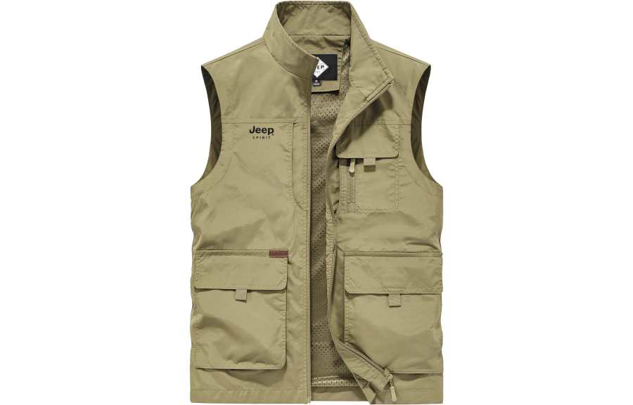 JEEP SPIRIT Vests Men's Stand Collar Moderate Fishing