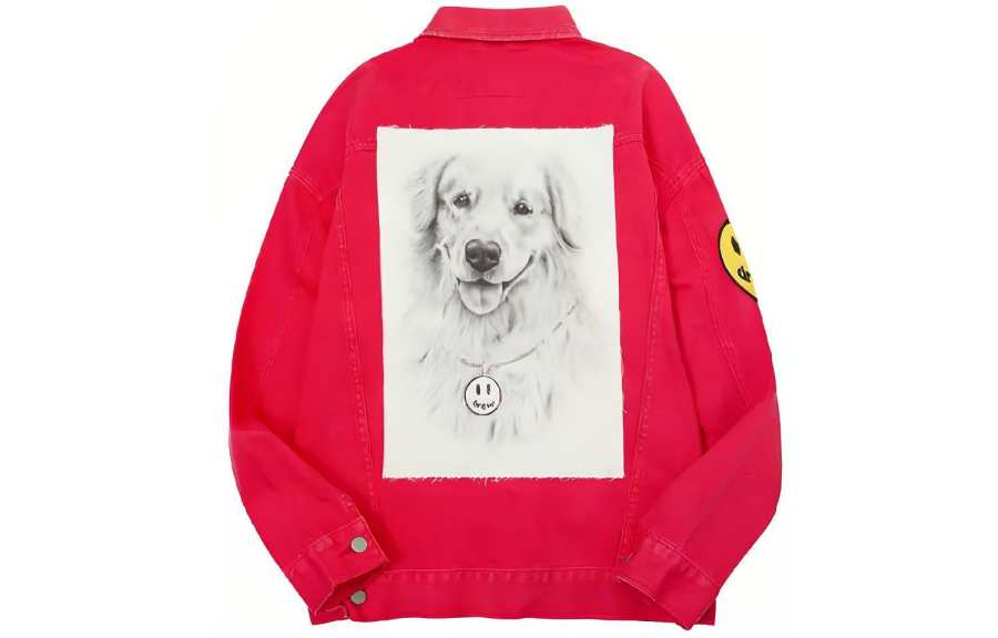 Drew House Smiley Collection SS21 Denim Jacket Unisex Red