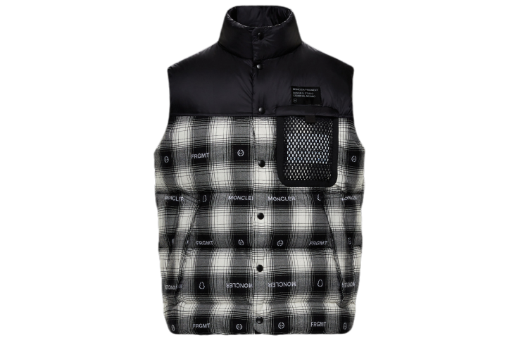 Moncler Moncler Down Vests Men's Gray Stand Collar Moderate