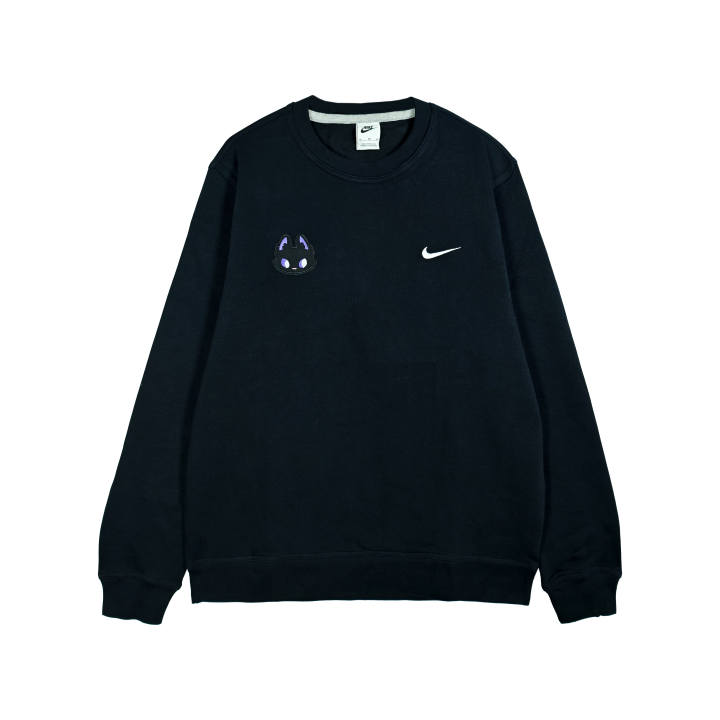 Nike Nike Atopos Minimalist Style Embroidery Purple Kitten Versatile Crew Neck Fleece Lined Long Sleeved Sweatshirt Unisex