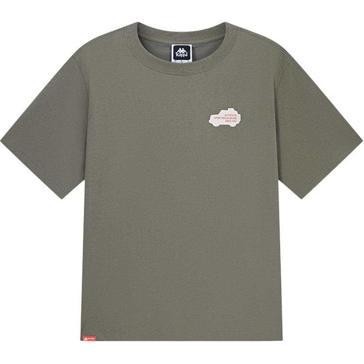 Kappa T Shirts Men's Green Crew Neck Moderate Straight Fit