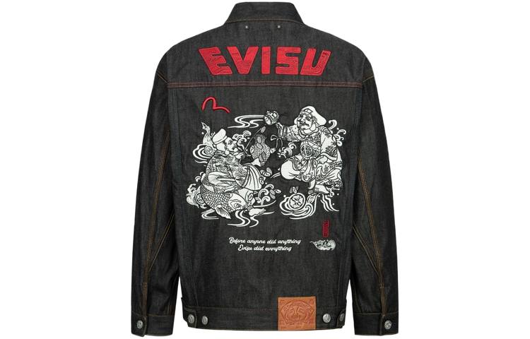 EVISU EVISU Denim Jackets Men's Black Moderate Straight Fit