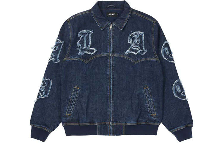 PALACE Denim Jackets Unisex Blue Lapel Moderate Straight Fit