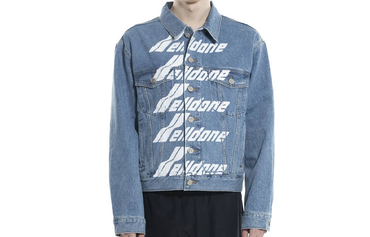 WE11DONE Denim Jackets Unisex Blue Lapel Moderate Straight Fit