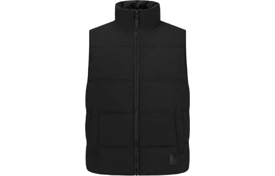 JACK WOLFSKIN Down Vests Men's Black/6000 Stand Collar Moderate Other