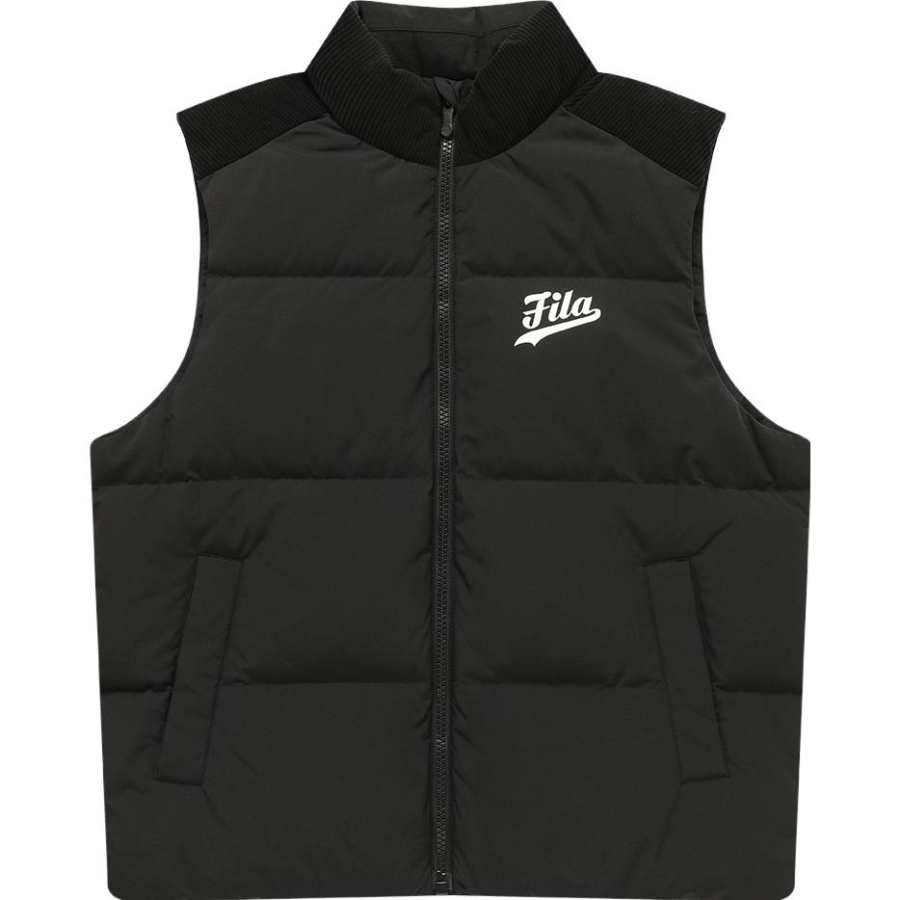 FILA FUSION Vests Men's Black Stand Collar Moderate Other