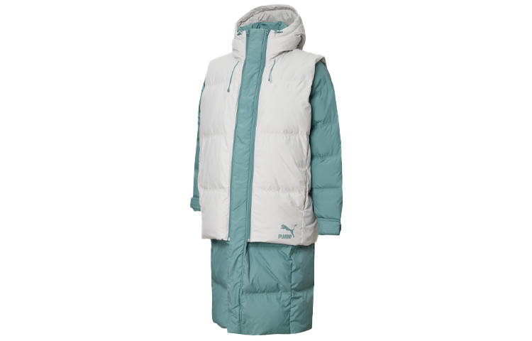 PUMA Down Jackets Men's Blue Gray Hooded Moderate Other