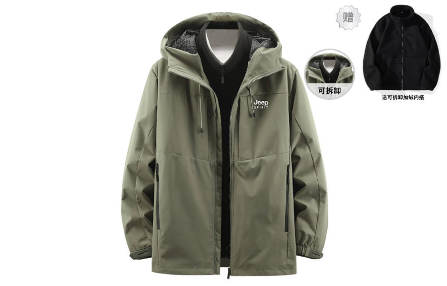 JEEP SPIRIT Windbreaker Jackets Men's Hooded Moderate