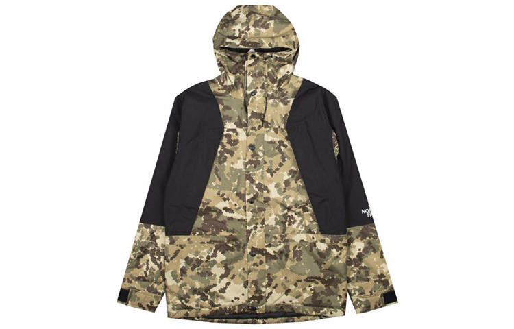THE NORTH FACE Mountain Waterproof And Windproof Windbreaker Jacket Men's Olive Green Camouflage