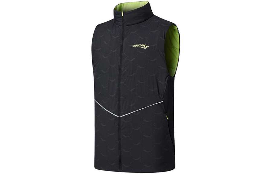 Saucony Vests Men's Jet Black Stand Collar Moderate Other