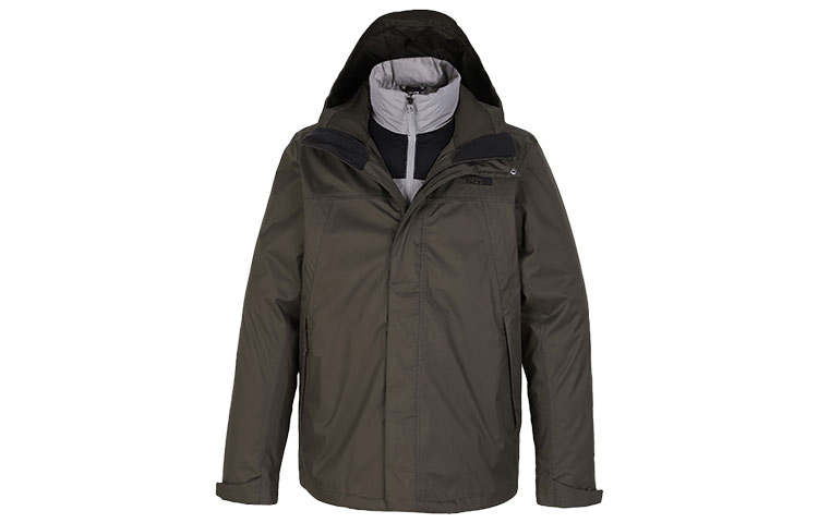 THE NORTH FACE Windbreaker Jackets Men's Dark Khaki Hooded Moderate 3 In 1