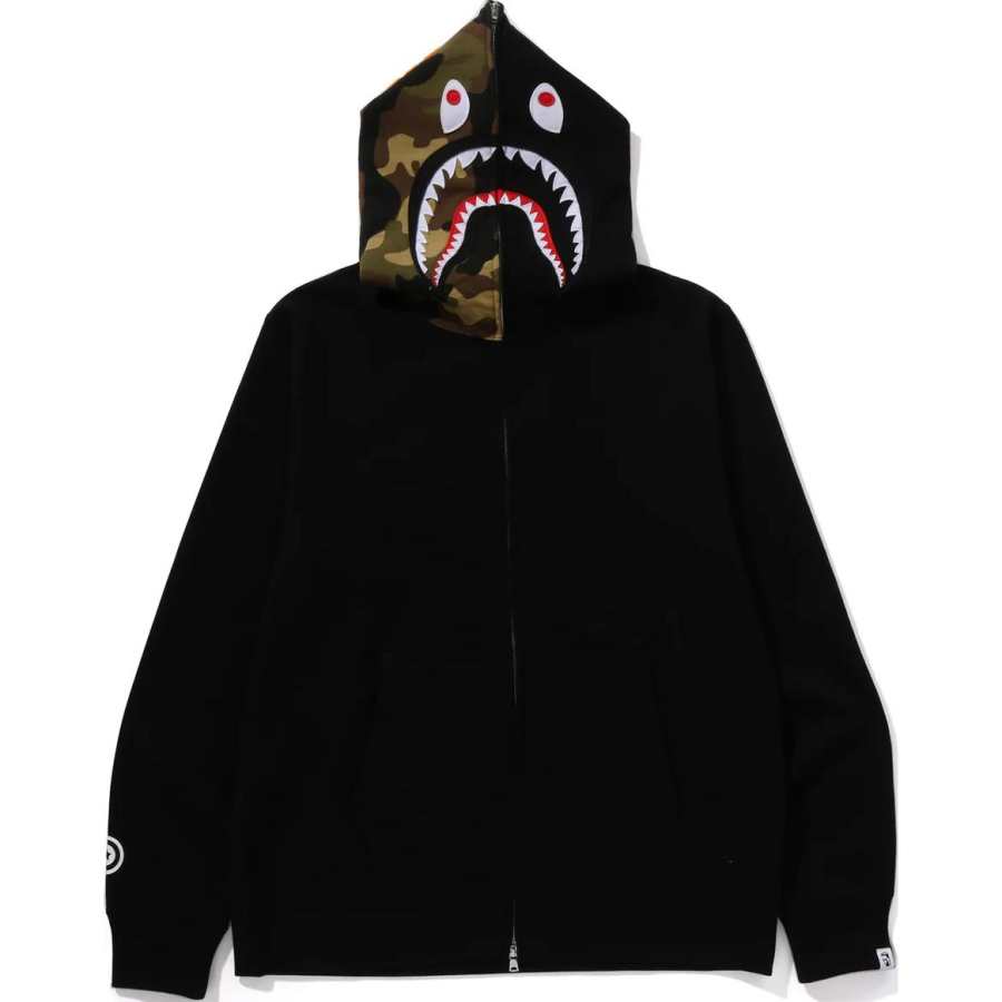 A BATHING APE A Bathing Ape shark-pattern hooded zip-up sweatshirt