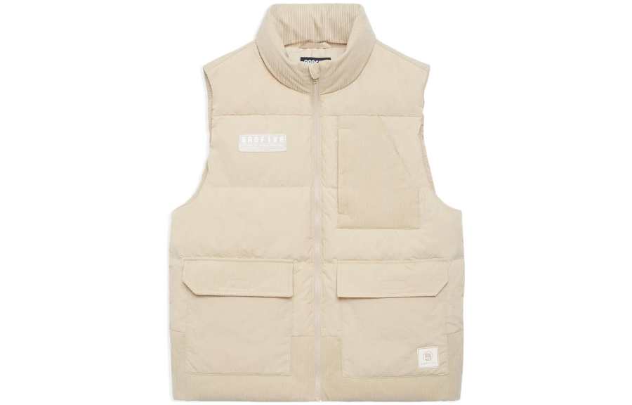 Li-Ning Li Ning Badfive Down Vests Men's Ecru Stand Collar Moderate Workwear