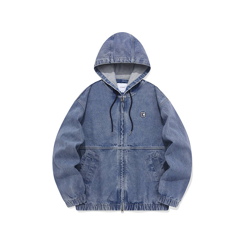 COVERNAT Denim Jackets Unisex Light Blue Hooded Moderate Straight Fit